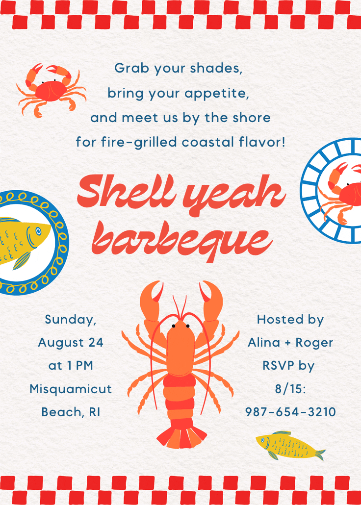 Seas the flavor - bbq party invitation